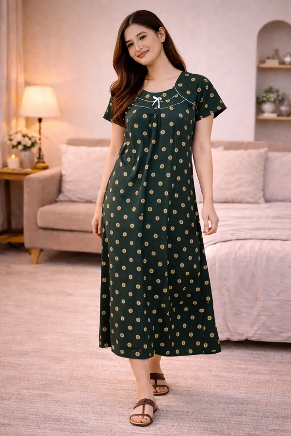 D_Vastra_Green_Cotton_Nighty_For_Women