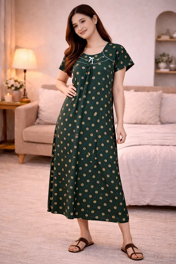 D_Vastra_Green_Cotton_Nighty_For_Women