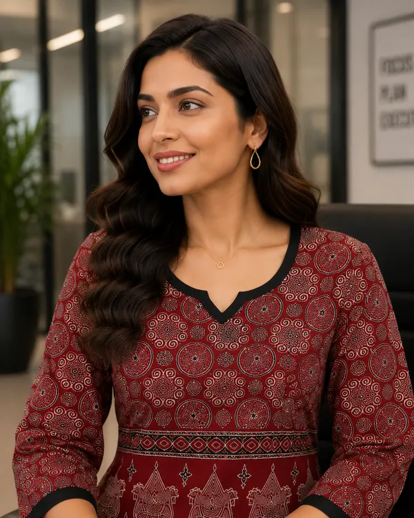 DVASTRA_Women's_Printed_Cotton_Blend_Kurta_Palazzo_Set_|_Regular_Fit_|_3/4_Sleeves_|_Ethnic_Co-ord_Set_for_Office,_Casual_&_Daily_Wear_|_Maroon