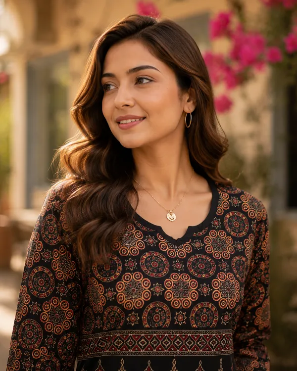 Dvastra_Women's_Printed_Co-ord_Set_|_Ethnic_Printed_Kurti_with_Palazzo_Pants_|_Soft_Cotton_Blend_|_3/4_Sleeves_|_Comfortable_Daily_Wear_|_Lounge_Wear_|_Casual_Outfit