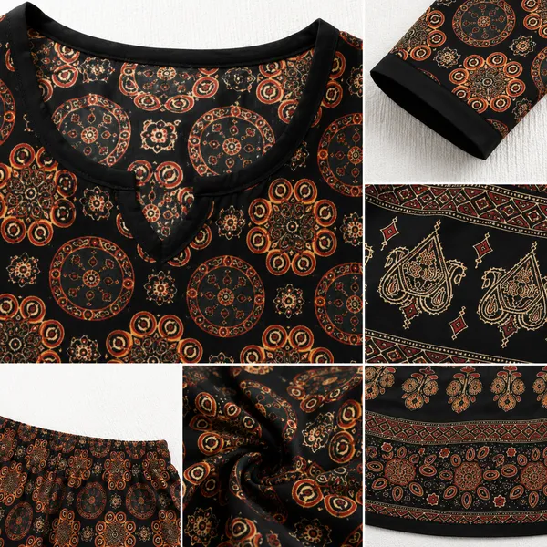 Dvastra_Women's_Printed_Co-ord_Set_|_Ethnic_Printed_Kurti_with_Palazzo_Pants_|_Soft_Cotton_Blend_|_3/4_Sleeves_|_Comfortable_Daily_Wear_|_Lounge_Wear_|_Casual_Outfit
