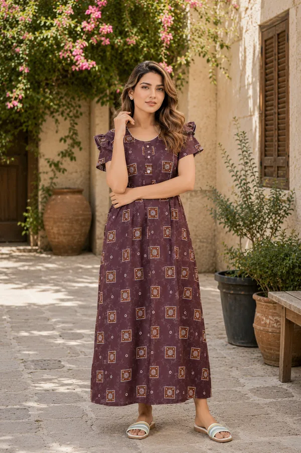 D_Vastra_Brown_Cotton_Nighty_For_Women