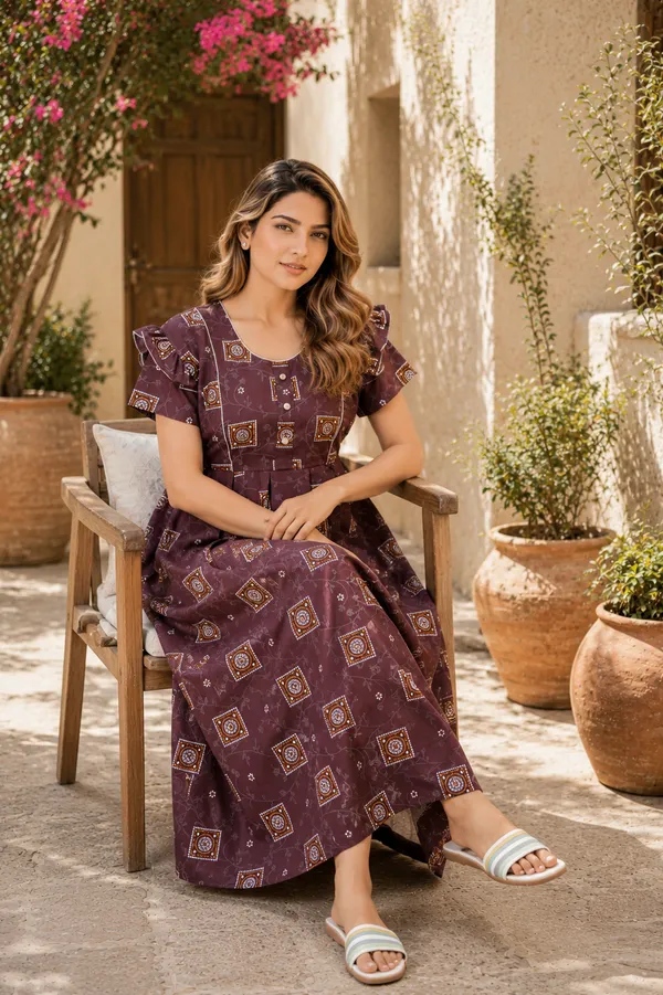 D_Vastra_Brown_Cotton_Nighty_For_Women