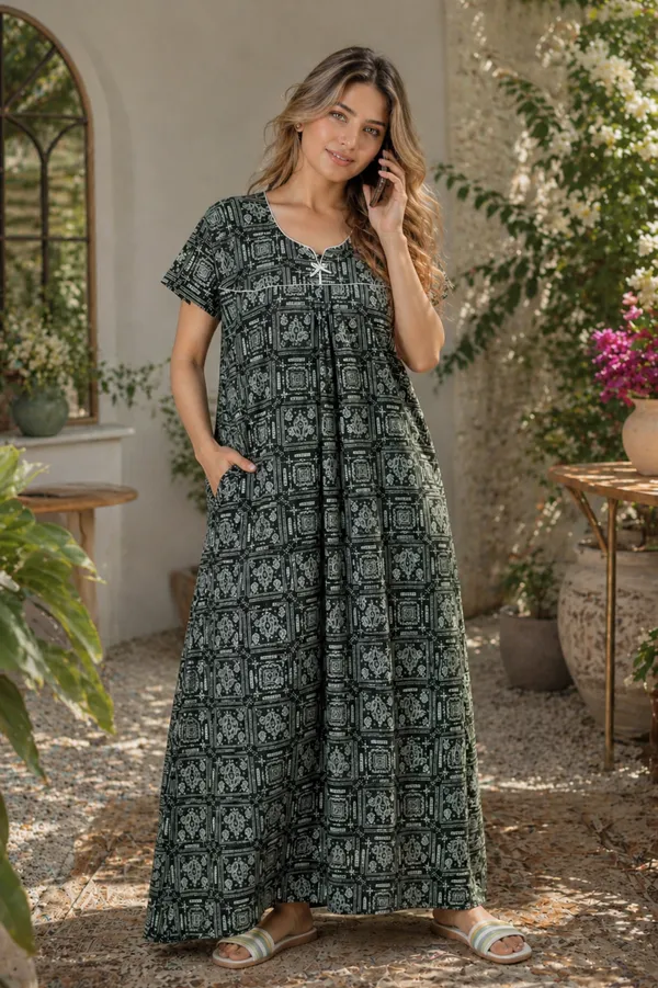 D_Vastra_Green_Cotton_Nighty_For_Women