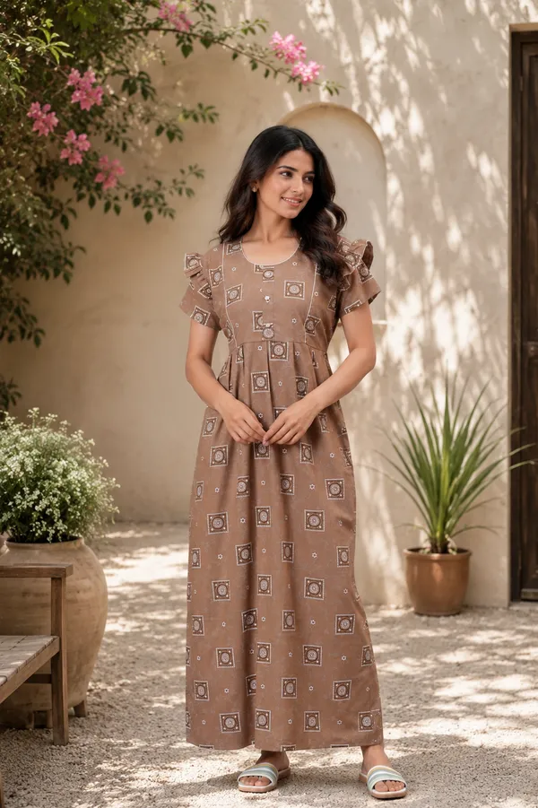 D_Vastra_Beige_Cotton_Nighty_For_Women