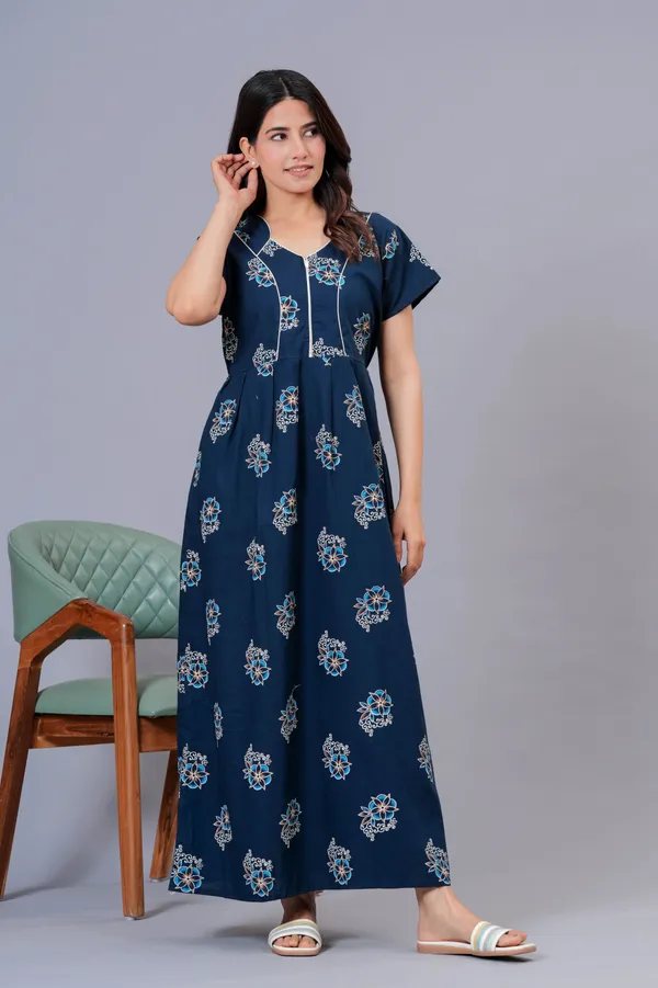 D_Vastra_Navy_Blue_And_Purple_Cotton_Nighty_For_Women_Pack_of_2