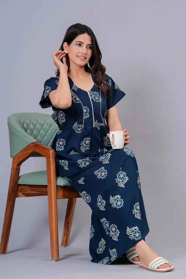 D_Vastra_Navy_Blue_And_Purple_Cotton_Nighty_For_Women_Pack_of_2