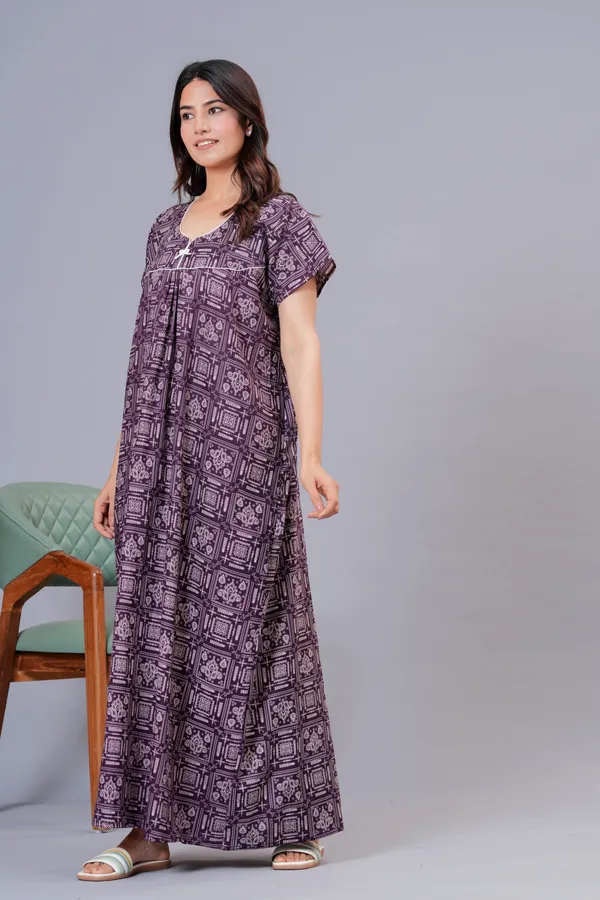 D_Vastra_Navy_Blue_And_Purple_Cotton_Nighty_For_Women_Pack_of_2