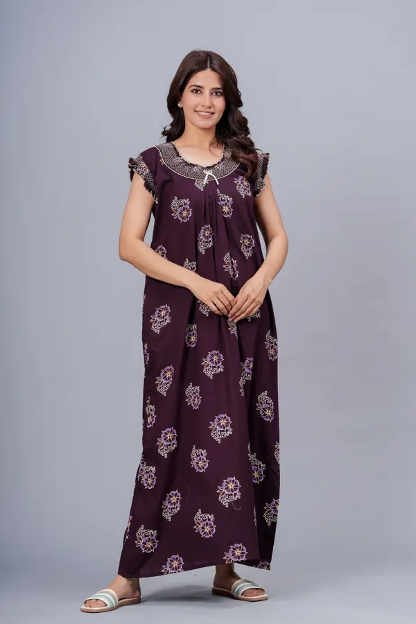 D_Vastra_Purple_And_Brown_Cotton_Nighty_For_Women_Pack_of_2