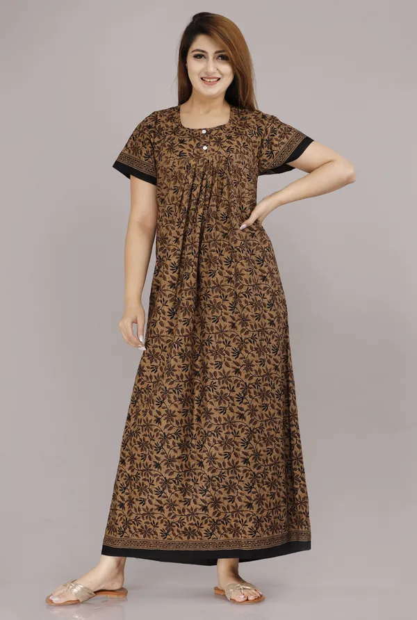 D_Vastra_Brown_Cotton_Nighty_For_Women