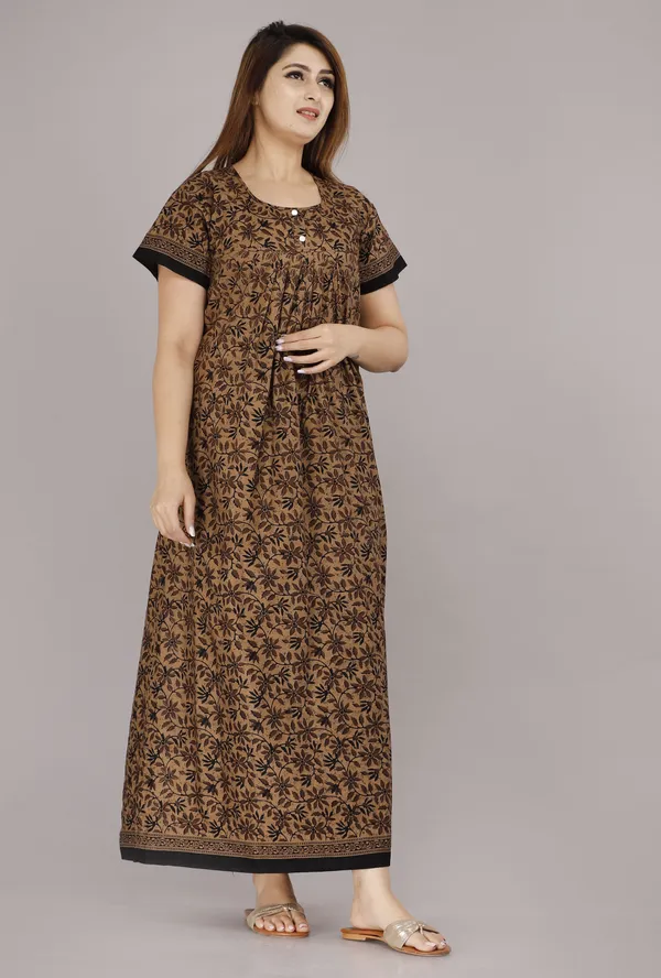 D_Vastra_Brown_Cotton_Nighty_For_Women