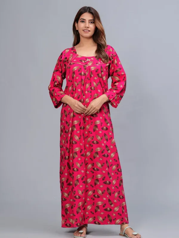 D_Vastra_Floral_Pink_Cotton_Nighty_For_Women_(Full_Sleeves)