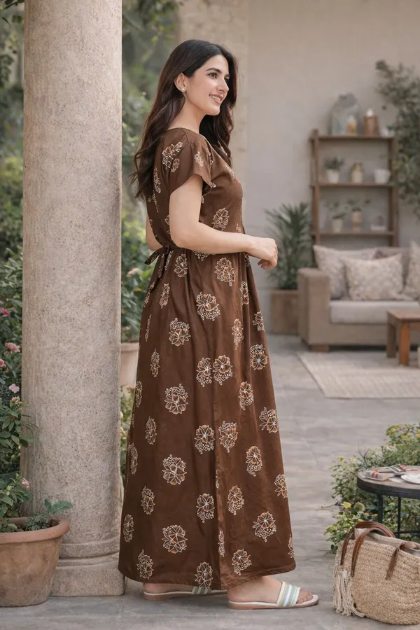 D_Vastra_Brown_Cotton_Nighty_For_Women