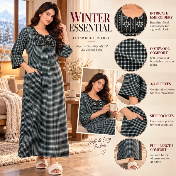 Women’s_Cotswool_Winter_Nighty_with_Embroidery_&_Pockets
