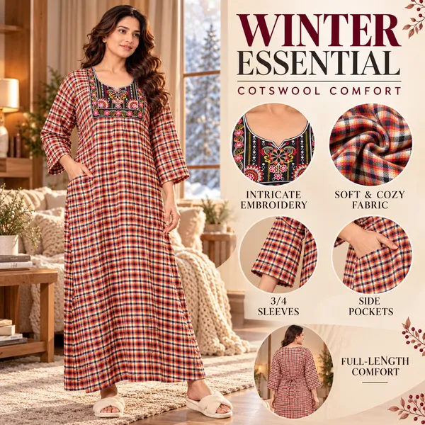 Women’s_Cozy_Cotswool_Nighty_|_Elegant_Printed_Winter_Night_Gown_with_Pockets