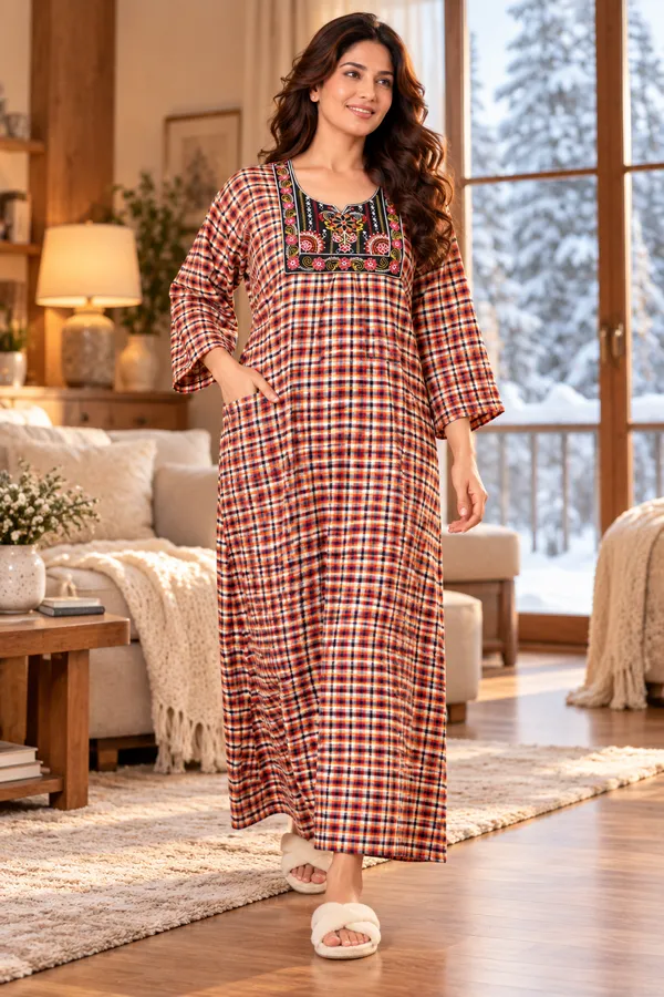Women’s_Cozy_Cotswool_Nighty_|_Elegant_Printed_Winter_Night_Gown_with_Pockets