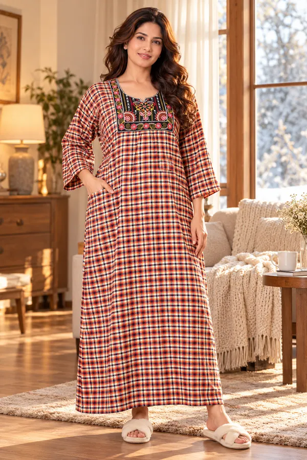 Women’s_Cozy_Cotswool_Nighty_|_Elegant_Printed_Winter_Night_Gown_with_Pockets