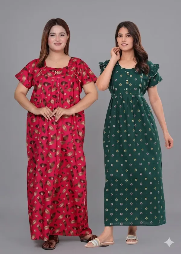 D_Vastra_Pink_And_Green_Cotton_Nighty_For_Women_Pack_of_2