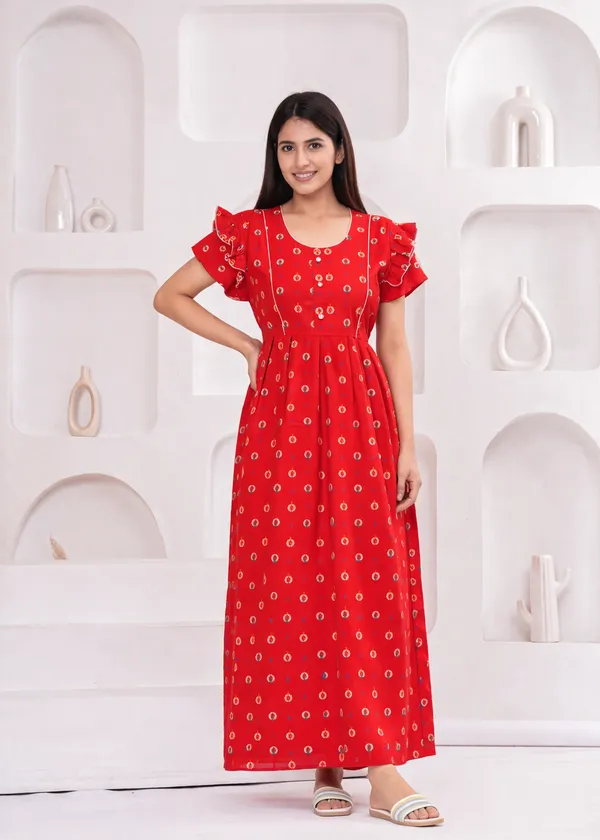 D_Vastra_Red_Cotton_Nighty_For_Women