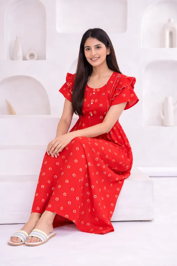 D_Vastra_Red_Cotton_Nighty_For_Women