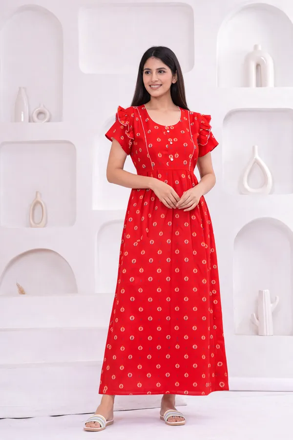 D_Vastra_Red_Cotton_Nighty_For_Women