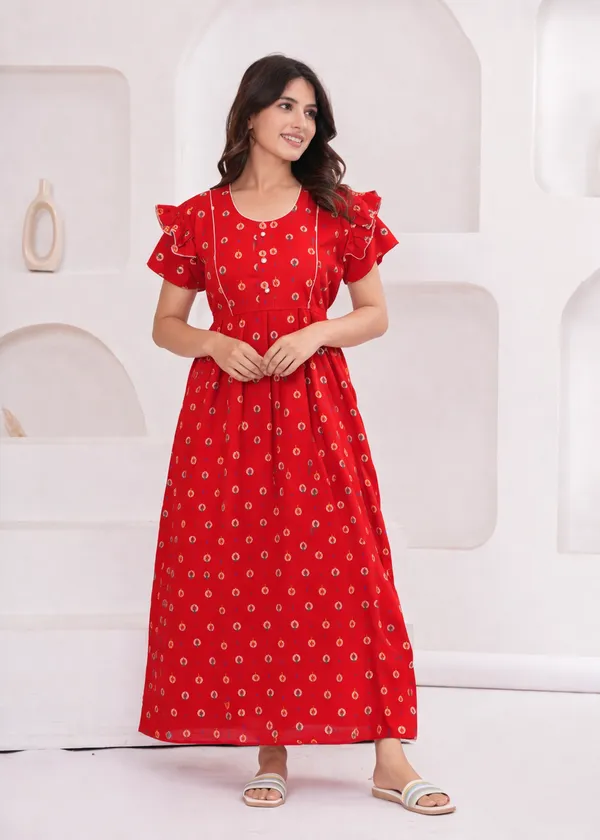 D_Vastra_Red_Cotton_Nighty_For_Women