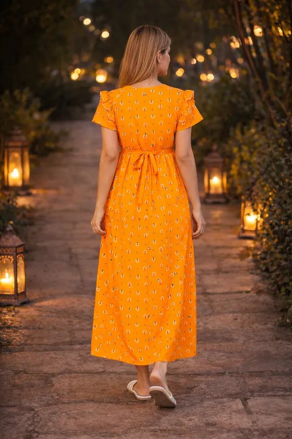 D_Vastra_Yellow_Semi_Frock_Cotton_Nighty_For_Women