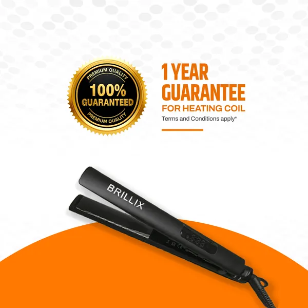 BRILLIX_Professional_Hair_Straightener_with_Digital_Display,_Titanium_Floating_Plates,_230°C_Max_Temperature,_1-Minute_Fast_Heat-Up_&_360°_Swivel_Cord_(Black)