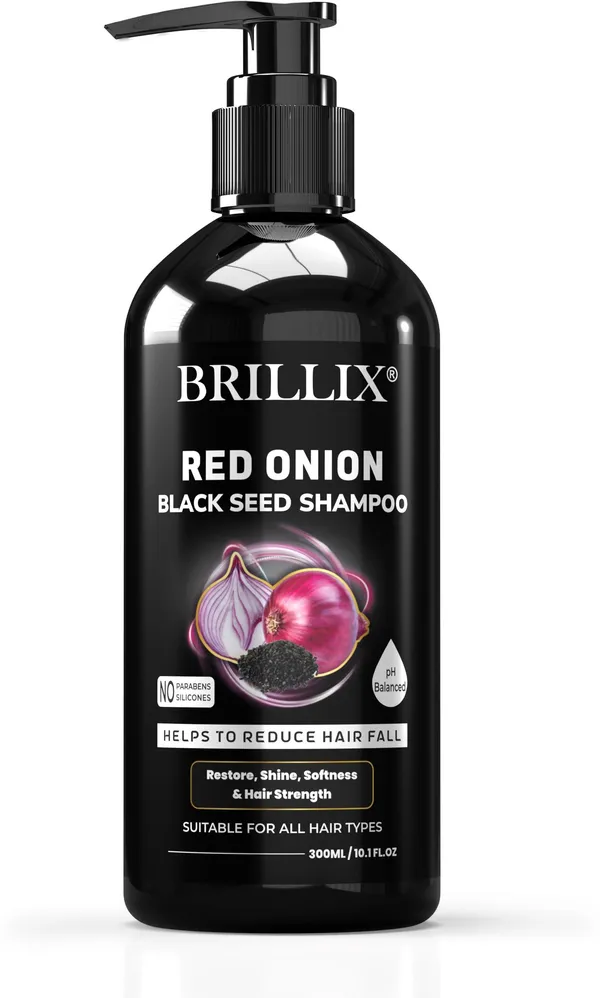 BRILLIX_RED_ONION_BLACK_SEED_SHAMPOO_-_for_Hair_Fall_Control,_Restore_Shine,_Softness_&_hair_Strength_-_300_ml