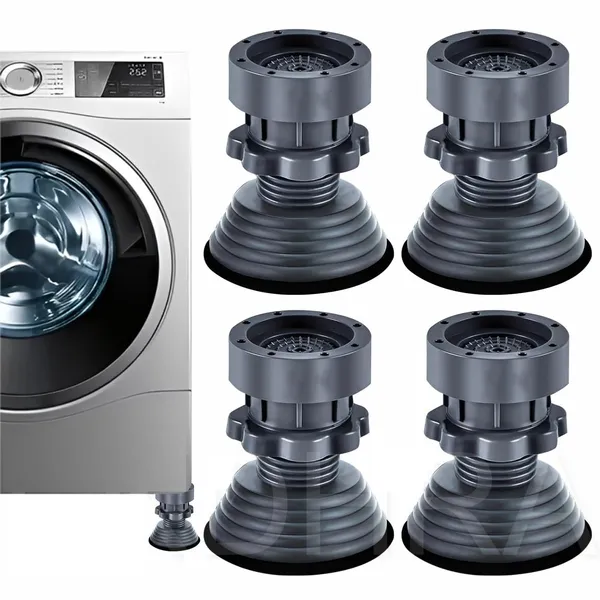 BRILLIX_Advanced_Anti-Vibration_Pads_for_Washing_Machine_Support,_Height_Adjustable_Shock_and_Noise_Cancelling_Pad,_Anti-Walk_Washer_Foot_Pad,_Protect_Pedestals,_Anti-Slip_For_Home_appliances_and_Furniture’s_(Grey_Set_of_4)
