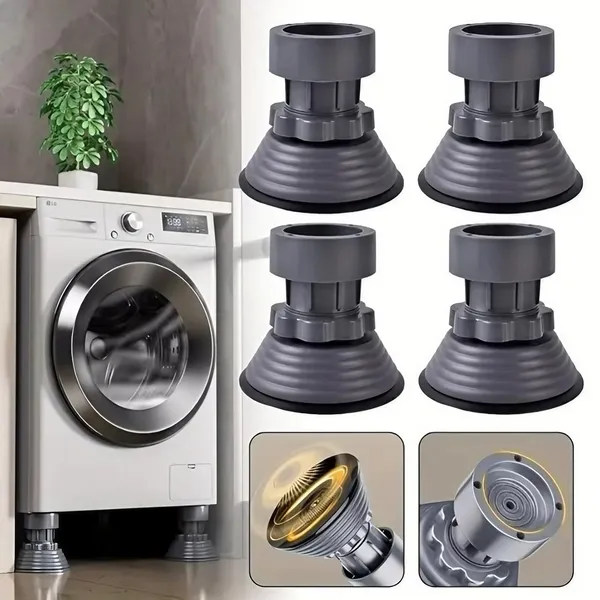 BRILLIX_Advanced_Anti-Vibration_Pads_for_Washing_Machine_Support,_Height_Adjustable_Shock_and_Noise_Cancelling_Pad,_Anti-Walk_Washer_Foot_Pad,_Protect_Pedestals,_Anti-Slip_For_Home_appliances_and_Furniture’s_(Grey_Set_of_4)