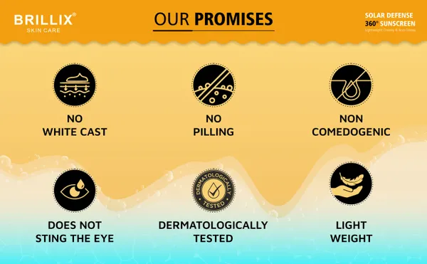 BRILLIX_SOLAR_DEFENSE_360°_Sunscreen_SPF_50+_PA++++_|_Broad_Spectrum_UVA/UVB_+_IR_+_Blue_Light_Protection_|_With_Vitamin_C,_E_&_Hyaluronic_Acid_|_Water-Resistant,_Non-Greasy,_No_White_Cast_|_50_ml