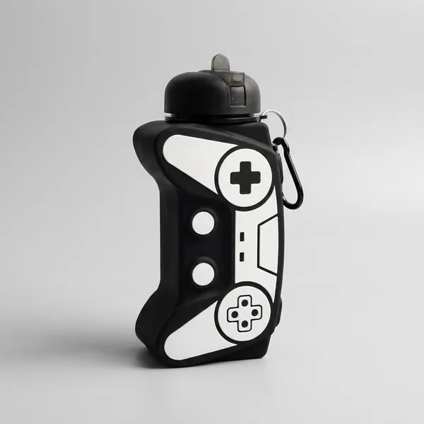 Black_And_White_Controller_Silicone_Water_Bottle