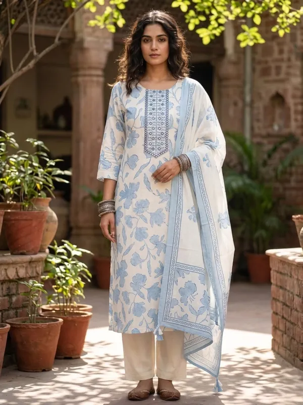 Floral_Cotton_Kurti_Set
