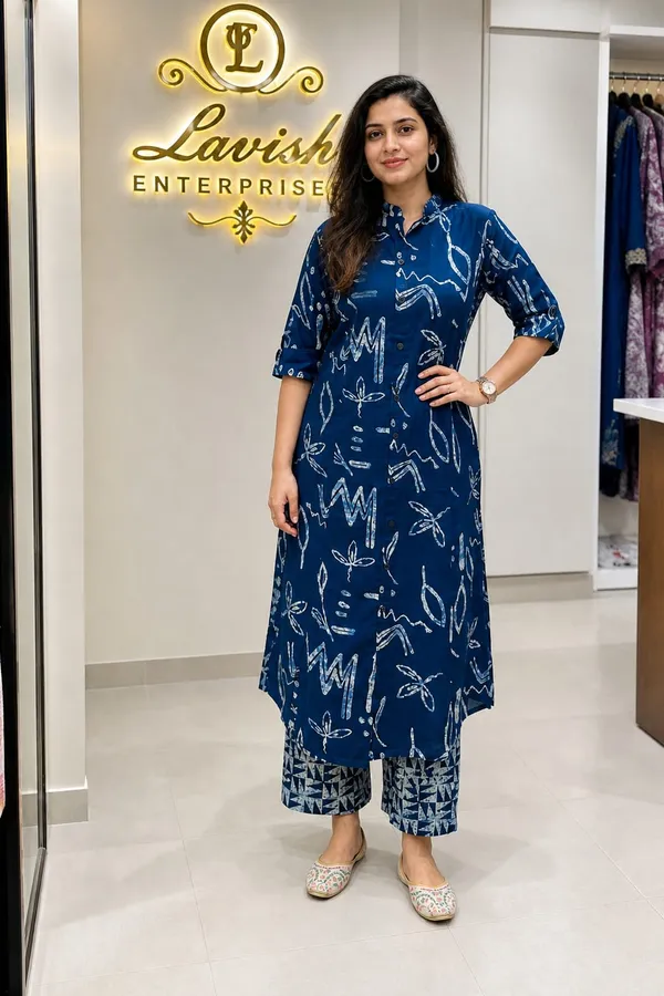 Cotton_Kurta_Pant_Set_for_Women,_Indian_Ethnic_Co-ord_Set,_Summer_Cotton_Cord_Set,_Casual_Daily_Wear_Kurti_Set,_Office_Wear_Outfit_–_Indigo_Blue_Abstract_Print