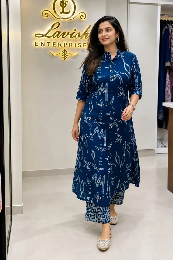 Cotton_Kurta_Pant_Set_for_Women,_Indian_Ethnic_Co-ord_Set,_Summer_Cotton_Cord_Set,_Casual_Daily_Wear_Kurti_Set,_Office_Wear_Outfit_–_Indigo_Blue_Abstract_Print