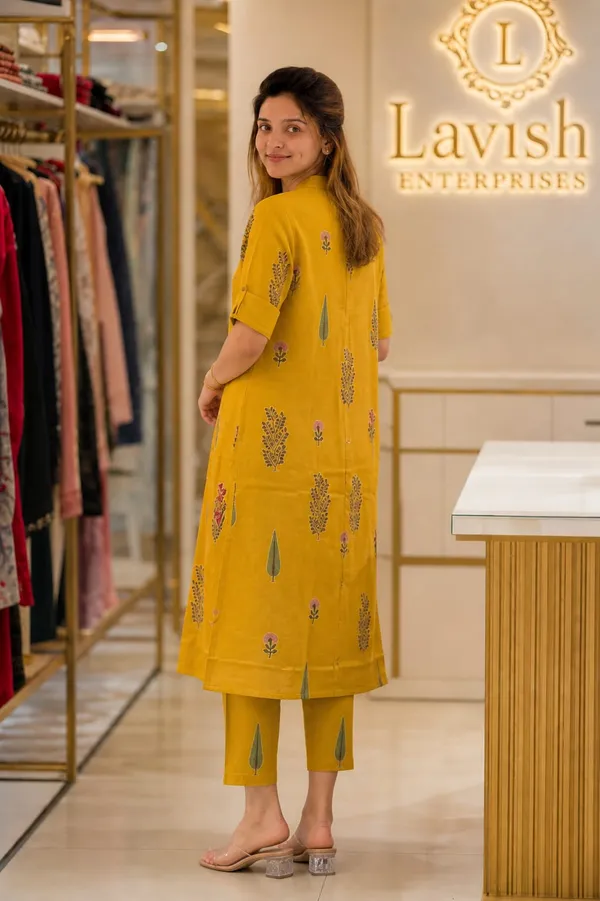 Cotton_Kurta_Pant_Set_for_Women,_Indian_Ethnic_Co-ord_Set,_Summer_Cotton_Cord_Set,_Casual_Daily_Wear_Kurti_Set,_Office_Wear_Outfit_–_Mustard_Botanical_Print