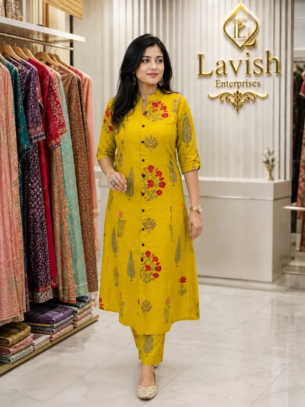 Cotton_Kurta_Pant_Set_for_Women,_Indian_Ethnic_Co-ord_Set,_Summer_Cotton_Cord_Set,_Casual_Daily_Wear_Kurti_Set,_Office_Wear_Outfit_–_Mustard_Floral