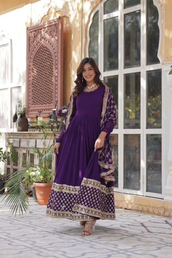 Purple_Aesthetic_Festive_Outfit_Trendy_Long_Gown_With_Dupatta_For_Women