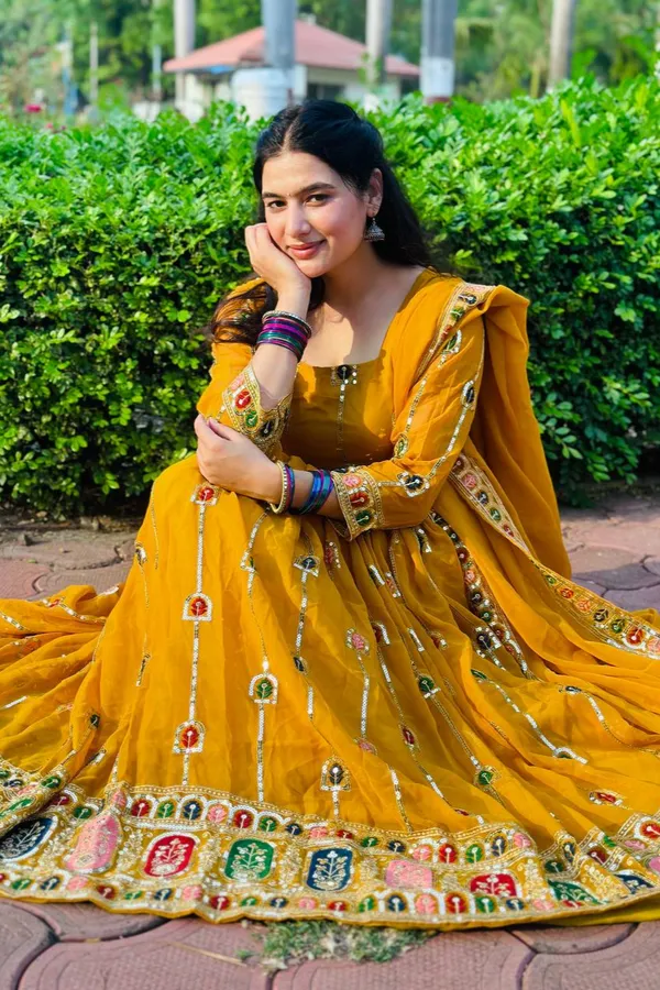 Yellow_Shine_This_Festival_Anarkali_Suit_With_Pant_And_Dupatta