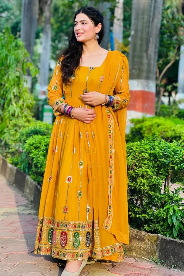 Yellow_Shine_This_Festival_Anarkali_Suit_With_Pant_And_Dupatta