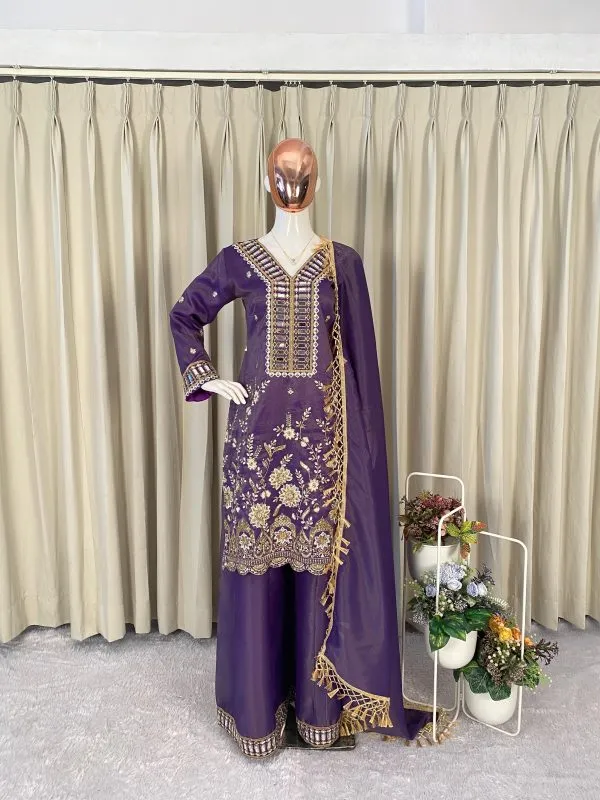 Rust_Royalty_kurta_palazzo_set_For_Women