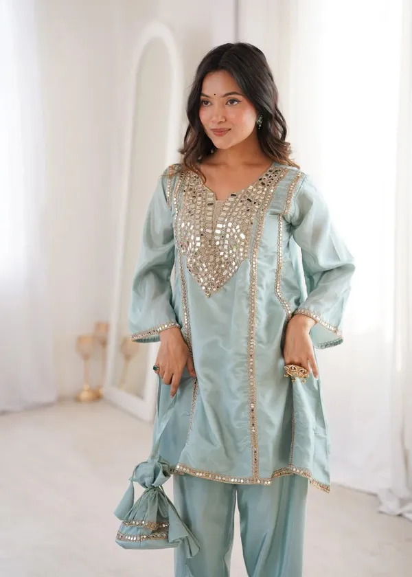 Seafoam_Green_Feminist_Trendy_mirror_work_cord_set_For_Women