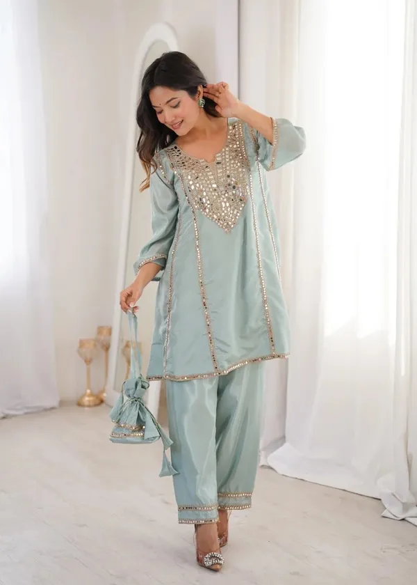 Seafoam_Green_Feminist_Trendy_mirror_work_cord_set_For_Women