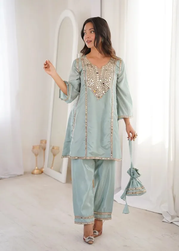 Seafoam_Green_Feminist_Trendy_mirror_work_cord_set_For_Women