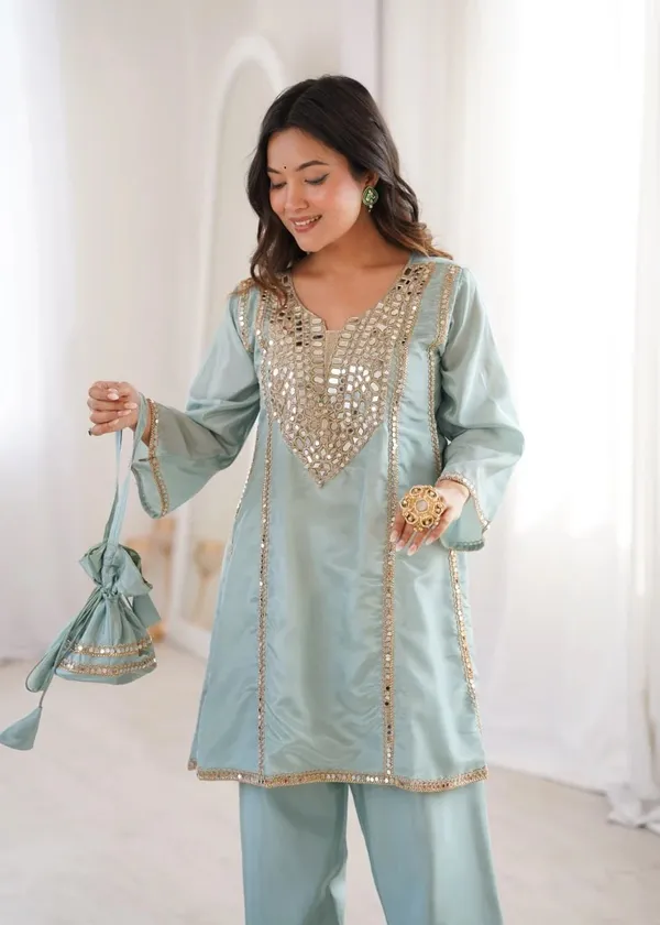 Seafoam_Green_Feminist_Trendy_mirror_work_cord_set_For_Women