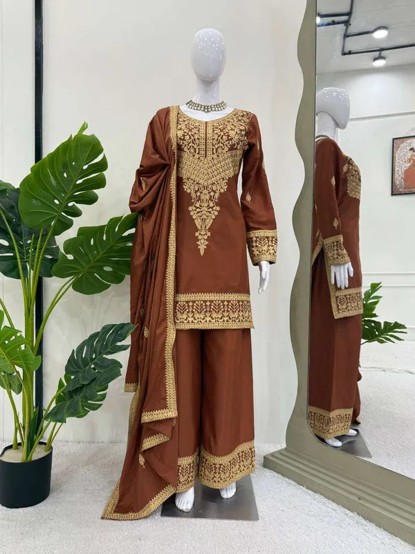 Brown_Chick_wear_Genz_Palazzo_set_For_Women