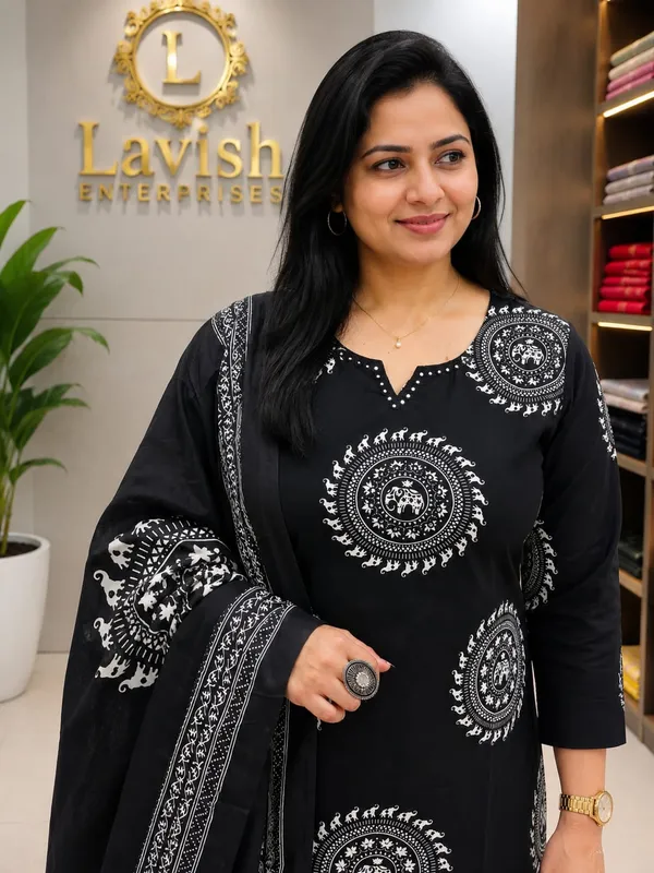 Women_Cotton_Kurta_Set_with_Dupatta,_Indian_Ethnic_Suit_Set,_Printed_Kurti_Pant_Set,_Breathable_Summer_Outfit,_Traditional_Indian_Wear