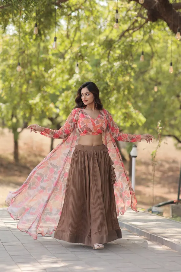 Pink_And_Green_Fashionable_Lehenga_Blouse_And_Shrug_Set