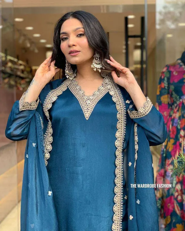 Teal_Blue_Touch_Of_Grace_To_Your_Wardrobe_With_Blue_Roman_Satin_Outfit